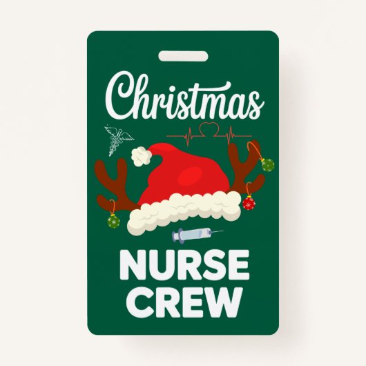 Weihnachts-Krankenpflege Crew Weihnachtsmannmütze Ausweis (Vorderseite)