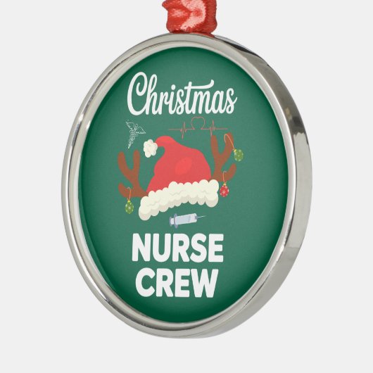 Weihnachts-Krankenpflege Crew Weihnachtsmannmütze Ornament Aus Metall (Links)