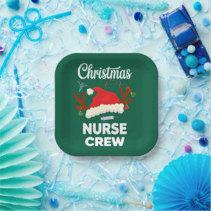 Weihnachts-Krankenpflege Crew Weihnachtsmannmütze Pappteller