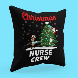 Weihnachts-Krankenpfleger-Crew mit dem Weihnachtsm Kissen