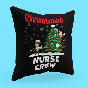 Weihnachts-Krankenpfleger-Crew mit dem Weihnachtsm Kissen