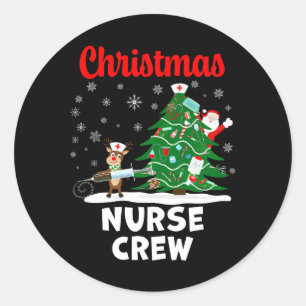 Weihnachts-Krankenpfleger-Crew mit dem Weihnachtsm Runder Aufkleber
