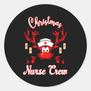 Weihnachts-Krankenschwester-Crew - Ein Rentier-Kra Runder Aufkleber