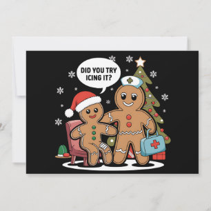 Weihnachts-Krankenschwester Gingerbread Mann haben Feiertagskarte