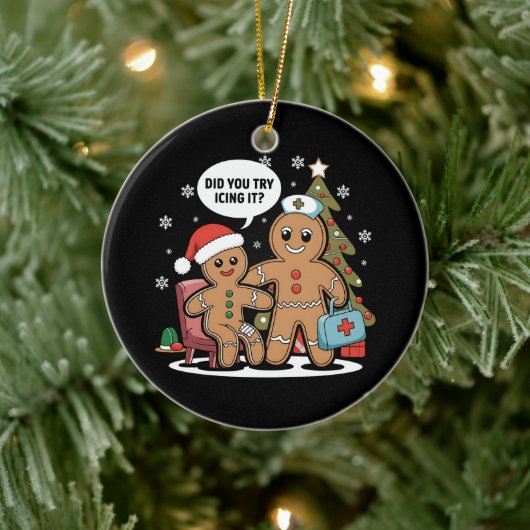 Weihnachts-Krankenschwester Gingerbread Mann haben Keramik Ornament (Baum)