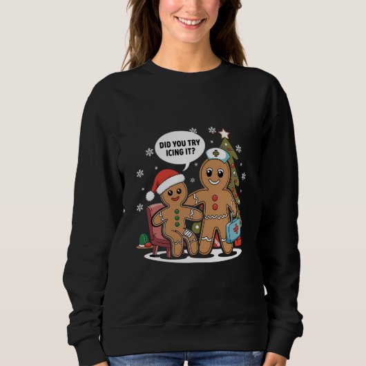 Weihnachts-Krankenschwester Gingerbread Mann haben Sweatshirt (Vorderseite)