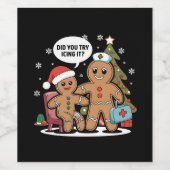 Weihnachts-Krankenschwester Gingerbread Mann haben Weinetikett (Einzelnes Label)
