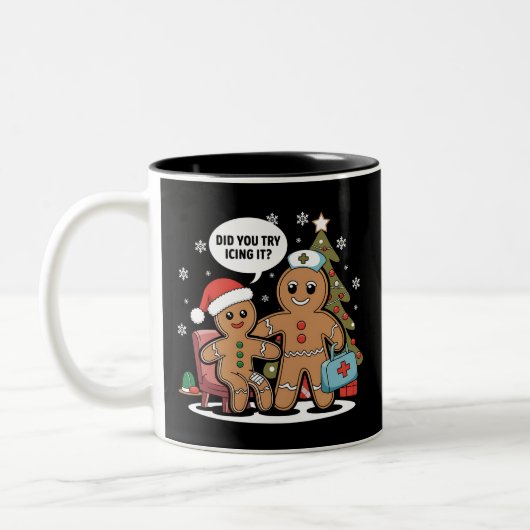 Weihnachts-Krankenschwester Gingerbread Mann haben Zweifarbige Tasse (Links)