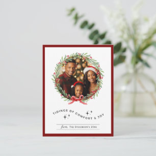 Weihnachts-Kranz-Foto Personalisierter Urlaub Feiertagskarte