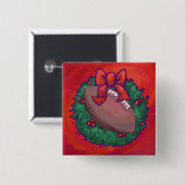 Weihnachts-Kranz-Fußball in Rot Button (Vorne & Hinten)
