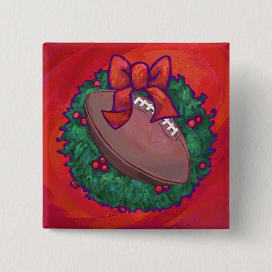 Weihnachts-Kranz-Fußball in Rot Button (Vorderseite)