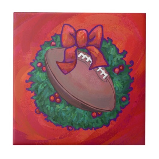 Weihnachts-Kranz-Fußball in Rot Fliese (Vorderseite)