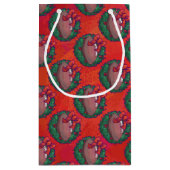 Weihnachts-Kranz-Fußball in Rot Kleine Geschenktüte (Rückseite)