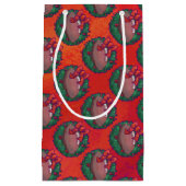 Weihnachts-Kranz-Fußball in Rot Kleine Geschenktüte (Vorderseite)