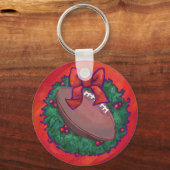 Weihnachts-Kranz-Fußball in Rot Schlüsselanhänger (Vorderseite)