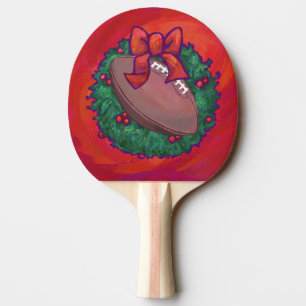Weihnachts-Kranz-Fußball in Rot Tischtennis Schläger