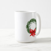 Weihnachts-Kranz-Kaffeetasse mit roter Schleife Kaffeetasse (VorderseiteRechts)