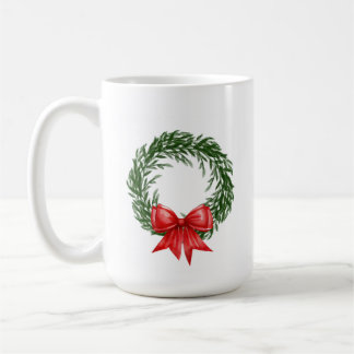 Weihnachts-Kranz-Kaffeetasse mit roter Schleife Kaffeetasse