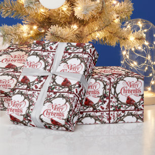 Weihnachts-Kranz Kardinalsrot Beeren Geschenkpapier