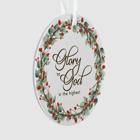 Weihnachts-Kranz-Ruhm zu Gott Bibel Verse Ornament (Vorderseite)