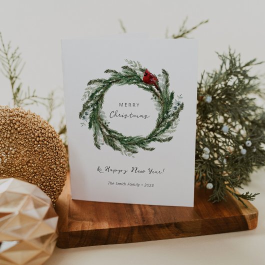 Weihnachts-Kranz Weihnachtskarte Glücklich Neues J Ankündigung