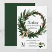 Weihnachts-Kranz-Workshop Party Immergrün Einladung (Vorne/Hinten)