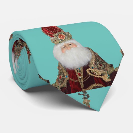 Weihnachts-Krawatte Grün mit St. Nick Krawatte (Gerollt)