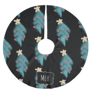 Weihnachts-Kreide-Doodles-Baum-Familieninitiale Polyester Weihnachtsbaumdecke