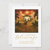 Weihnachts-Krippe Blessing-Gold-Script Feiertagskarte (Vorderseite)