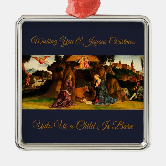 Weihnachts-Krippe der Heiligen Familie Ornament Aus Metall (Vorne)