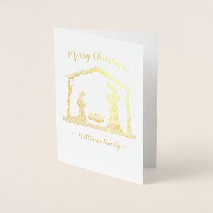 Weihnachts-Krippe Familienname Folienkarte