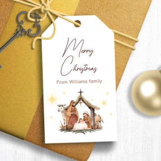 Weihnachts-Krippe-Geschenktasten Geschenkanhänger