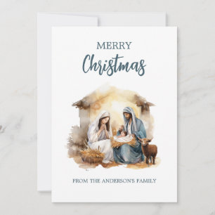 Weihnachts-Krippe-Grußkarte - Heilige Familie Feiertagskarte