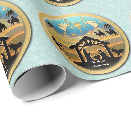 Weihnachts-Krippe Jesus in der Wanger-Szene Geschenkpapier (Rolleneckpunkt)