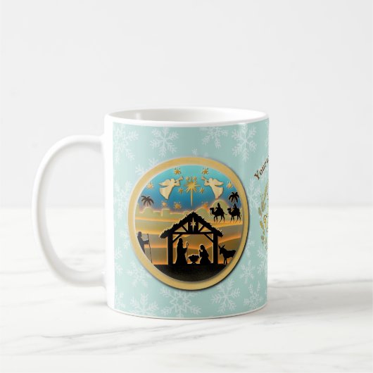 Weihnachts-Krippe Jesus in der Wanger-Szene Kaffeetasse (Links)