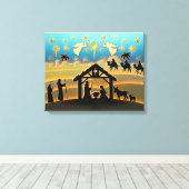 Weihnachts-Krippe Jesus in der Wanger-Szene Leinwanddruck (Insitu (Holzboden))