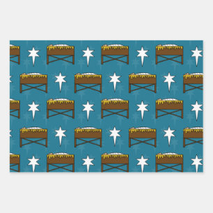 Weihnachts-Krippe Jesus Manger Muster Geschenkpapier Set