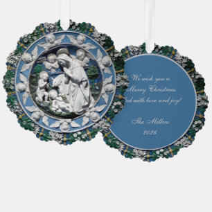 Weihnachts-Krippe Madonna mit Kind Della Robbia Ornament Karte