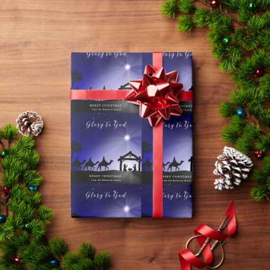 Weihnachts-Krippe-Ruhm zu Gott Christlich Geschenkpapier (Feiertagsgeschenk)