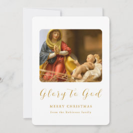 Weihnachts Krippe Ruhm zu Gott Gold Script Feiertagskarte