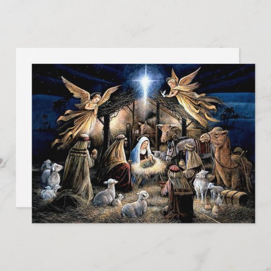 Weihnachts-Krippe Stallengel Feiertagskarte (Vorne/Hinten)