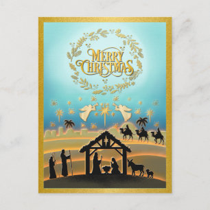 Weihnachts-Krippen-Baby Jesus in der Kippenszene Feiertagspostkarte