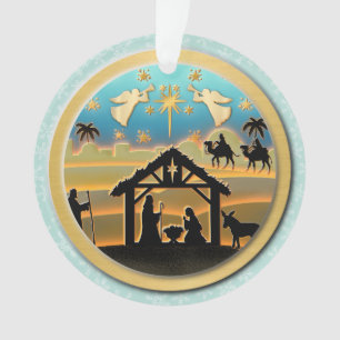 Weihnachts-Krippen-Baby Jesus in der Kippenszene Ornament