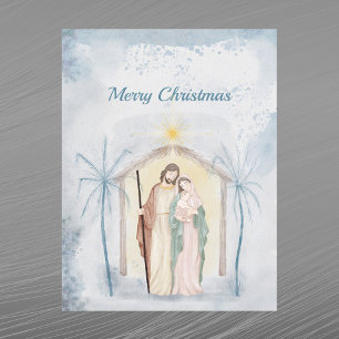Weihnachts-Krippen-Palmen Aquarell Feiertagspostkarte