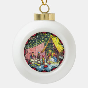 Weihnachts-Krippen-Schmuck Keramik Kugel-Ornament