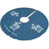 Weihnachts-Krippenfreude für die Welt Blau und Wei Polyester Weihnachtsbaumdecke (Schrägansicht)