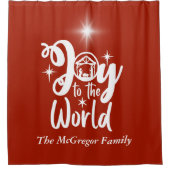 Weihnachts-Krippenfreude in der Welt Rot und Weiß Duschvorhang (Vorderseite)