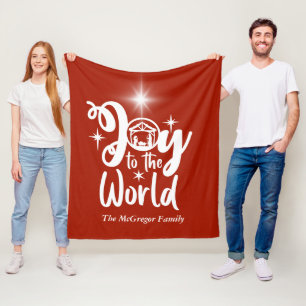 Weihnachts-Krippenfreude in der Welt Rot und Weiß Fleecedecke