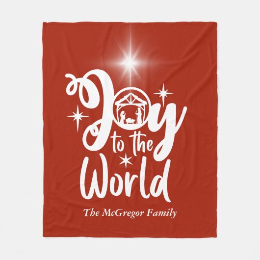 Weihnachts-Krippenfreude in der Welt Rot und Weiß Fleecedecke (Vorderseite)