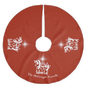 Weihnachts-Krippenfreude in der Welt Rot und Weiß Polyester Weihnachtsbaumdecke (Vorderseite)